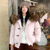 Women’s Short Windproof Thicken Warm Winter Jacket With Big Fur Lapel
