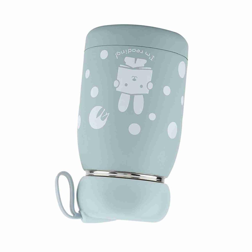 Stainless Steel Cute Rabbit Pattern Vacuum Cup Mug Thermos Cup Water Bottle (Blue)