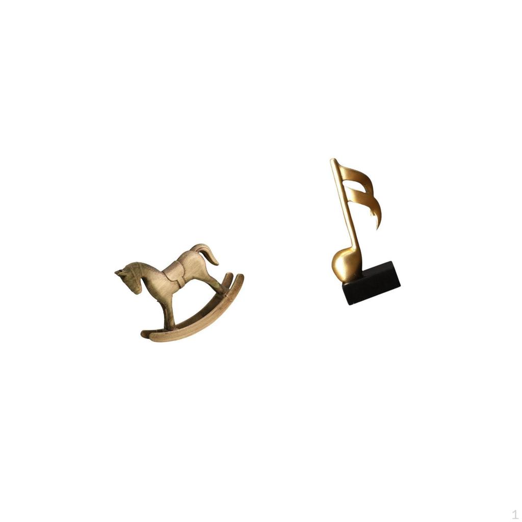 Rustic Rocking Horse And Musical Note Figurine Resin Sculpture Ornament for Home Decor Tabletop