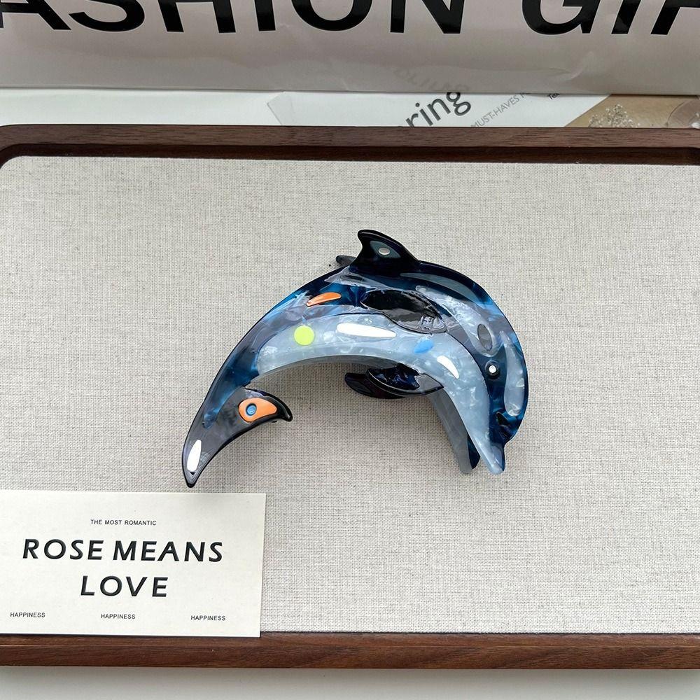 

Заколка для волос с уксусной кислотой и морским существом, дельфин, большая заколка в виде акулы, креативный ацетатный зажим для волос животных, коготь для девочек