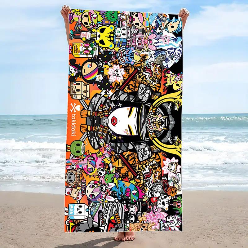 Tokidoki Anime Print Beach Towel, Large Soft Quick Dry Towel for Beach Camping Swimming