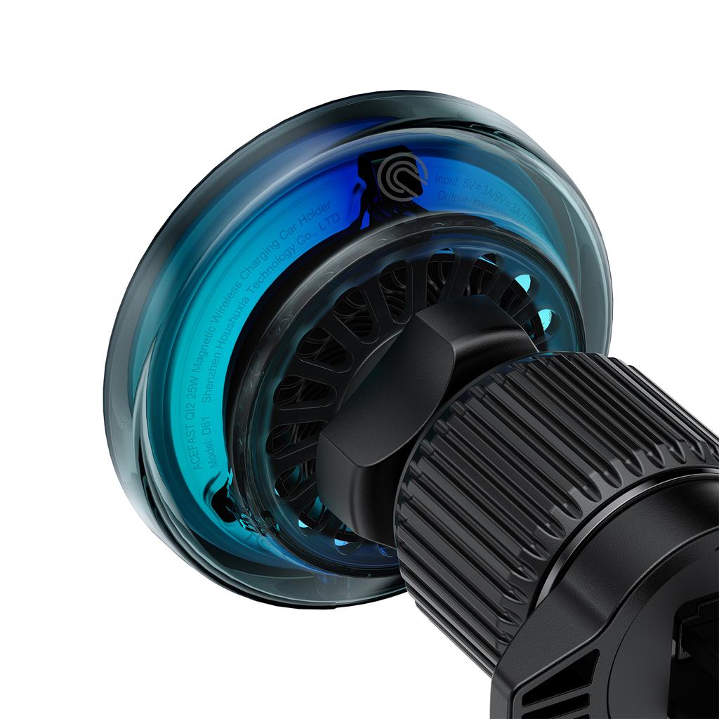 ACEFAST D61 QI2 25W Magnetisk Trådlös Laddning Bilhållare Justerbar Bil Laddningshållare med Kylfläkt