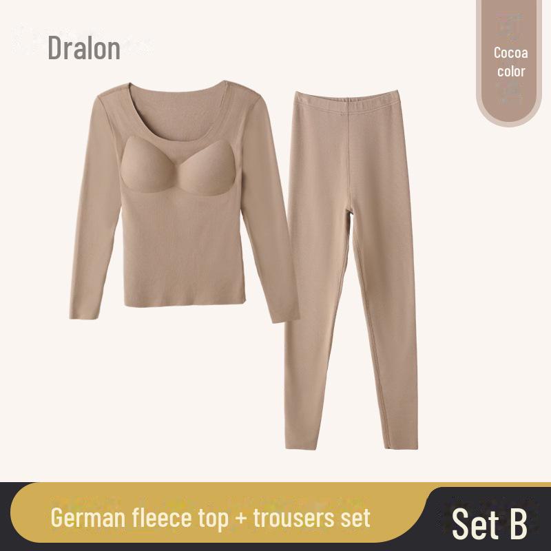 2023 Women's Seamless Autumn Thermal Set: German Velvet Warm Top & Pants