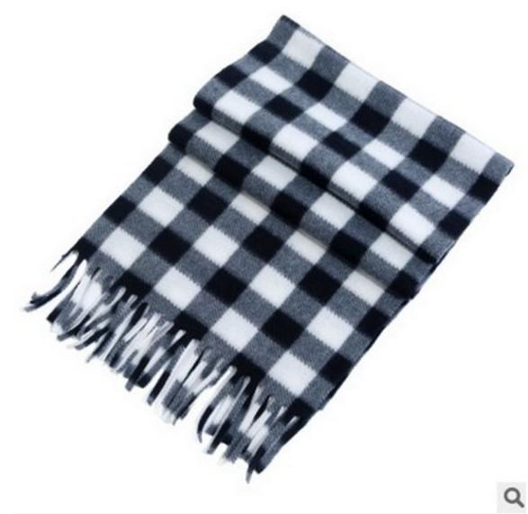 Black and White Checkered Double-Sided Velvet Scarf for Men and Women
