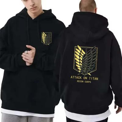 Anime Attack On Titan Printed Hoodie Men Casual Fashion High Street Y2K Pullover Autumn Winter Long Sleeve Fleece Sweatshirts