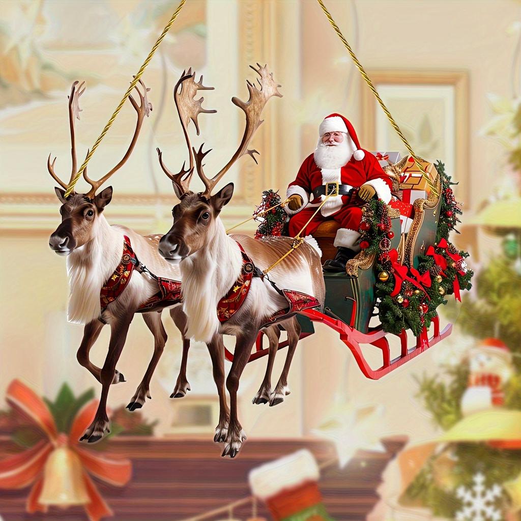 Weihnachten, Weihnachtsmann, Rentier, Dekorative Anhänger, Acryl, Verandadekorationsanhänger, Weihnachtsgeschenke an Menschen verteilen