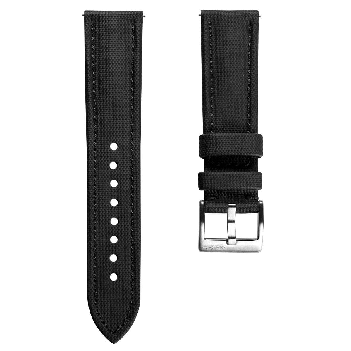 WatchGecko Atlas Парусиновый Водонепроницаемый Ремешок для Часов Пряжка из Нержавеющей Стали Прочный и Удобный Черный - - - 22мм, чёрный
