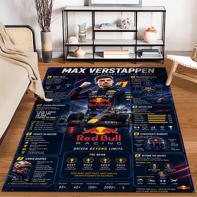 Tappeto antiscivolo Design Red Bull Racing Max Verstappen adatto per divani del soggiorno e della camera da letto.