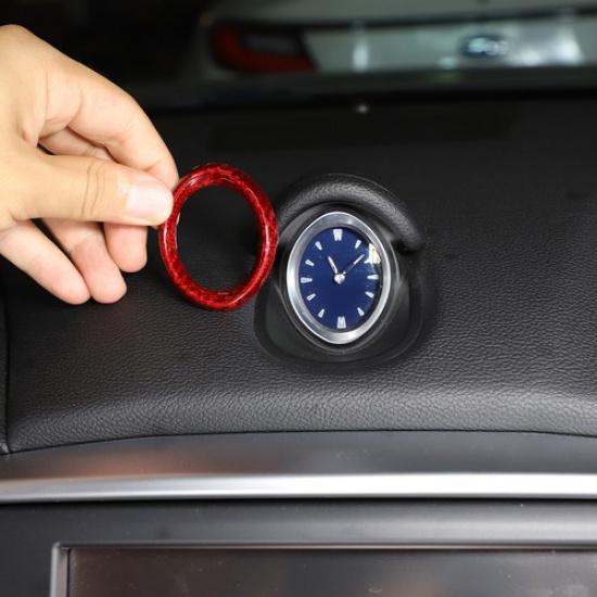 Red Carbon Fiber Dashboard clock Dial Circle Trim For Maserati Ghibli 2014-2024