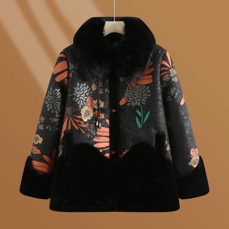 Mom's Winter Velvet Thickened Coat, New Middle-aged and Elderly Grandma's Warm and Windproof Winter Clothes