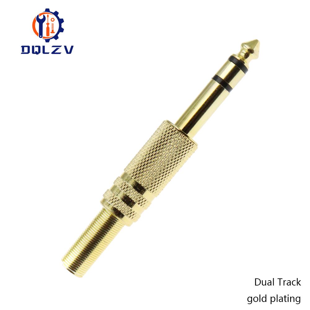 Gilding 6.35MM Jack Plug Male Mono Audio Connector Adapter 1/4Inch Male Soldering Audio Stereo Connectors