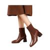 Short Boots Children's Medium Tube 2025 Autumn New Square Head High Heel Fly Knitting Splicing Elastic Mouth Foot Boots Fashion