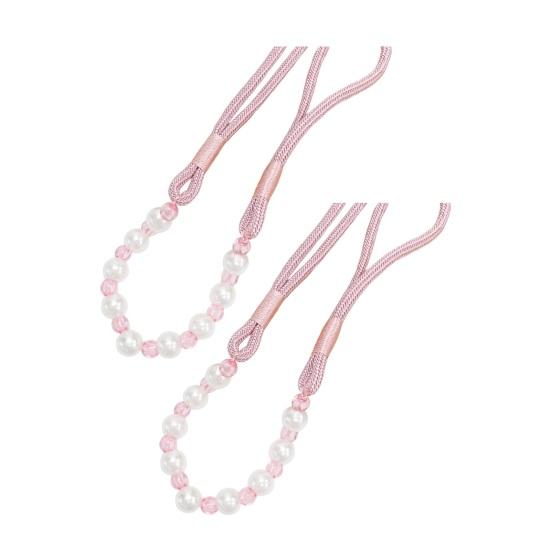2Pcs Curtain Tiebacks with Pearls, Handmade Decorative Curtain Holdbacks Rope, Outdoor Farmhouse Tie Backs for Curtains, Curtain Holders for Drapes
