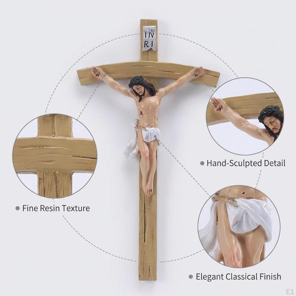 Handmade Crucifix Jesus Cross Statue Figurine Wall for Chapel Car Shelf Prayers