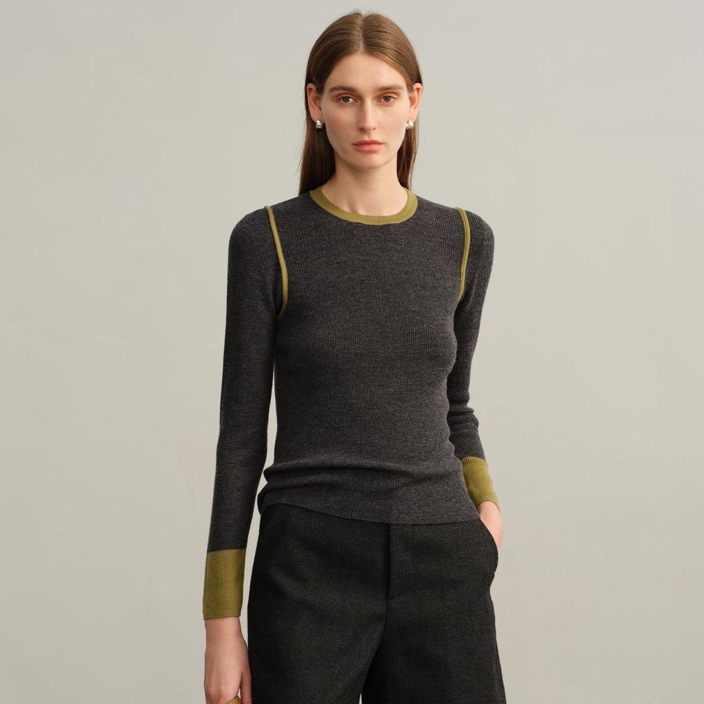 Women's Pure Wool German Style Striped Knit Pullover Sweater