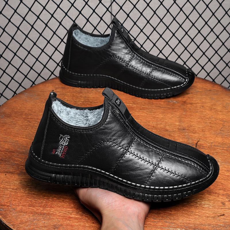 Herren Winter Baumwollschuhe mit Plüschfutter - Rutschfest, Verdickte Laufschuhe für ältere Menschen