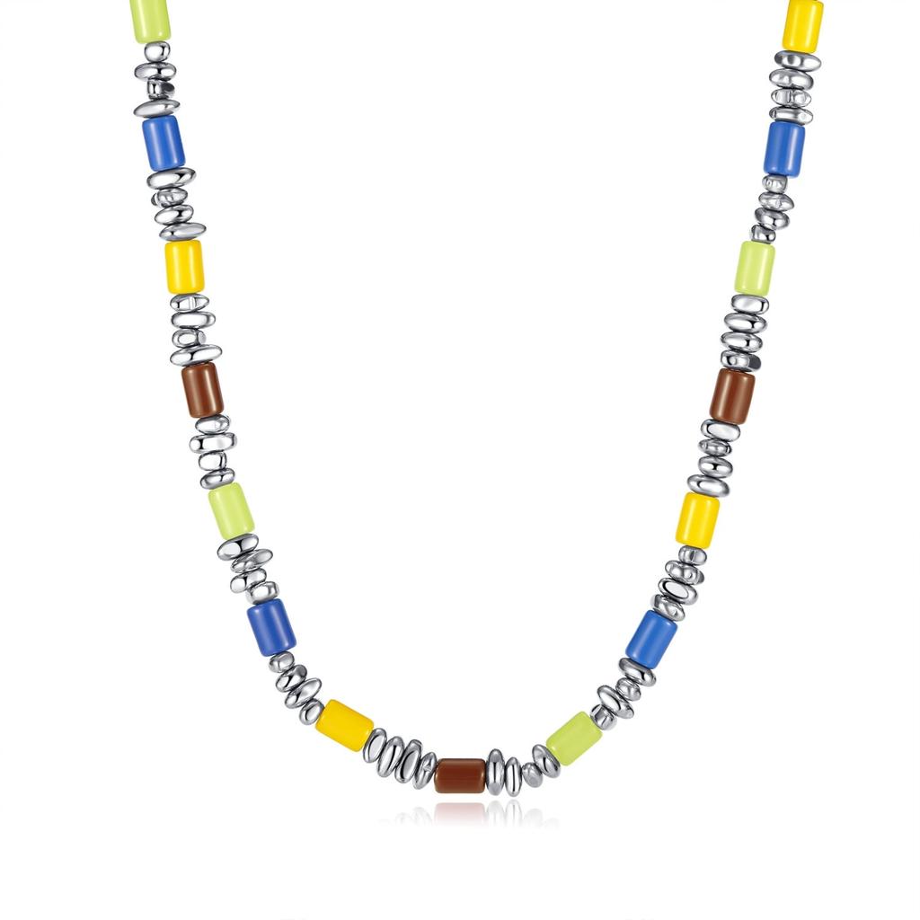 Jewelry Stainless Steel Bracelets Necklaces for Women Trendy Versatile Accessories with Hematite Resin Unique Style