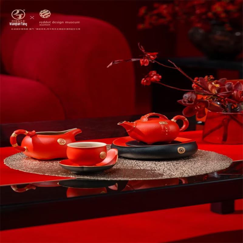 Edenus 18-Piece Vermilion Glaze Tea Set
