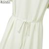 ZANZEA Women Casual V-Neck Summer Short Sleeve Long Dress