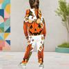 Girls Halloween Printed Hooded Long Sleeve Kangaroo Pocket Top Cuffed Pants Two Piece Set
