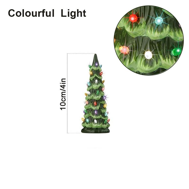 Árvores de Natal de Mesa Retrô Pintadas à Mão com Timer, Árvores de Natal que Acendem, Árvore de Natal de Mesa com Luzes