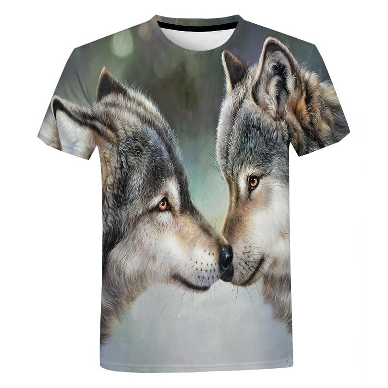 Summer Fashion Animal Wolf 3d Print T Shirt for Man Women Causal Harajuku O-Neck Short Sleeved Streetwear Oversize Top Tees