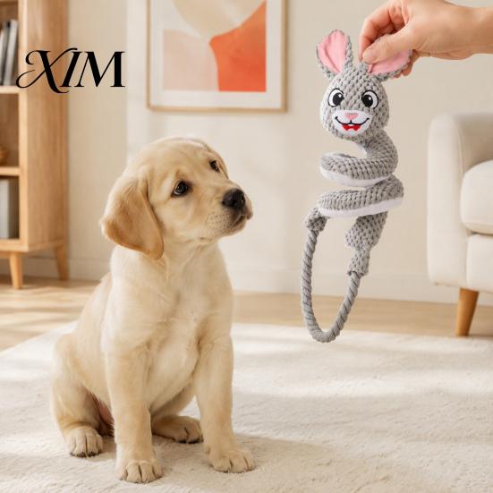 Interactive Tug of War Toys for Dogs Dog Rope Toy, Cute Fox Rabbit Squeaky Chew Toy with Crinkle Paper, Durable Medium Large Pull Dogs, Pet