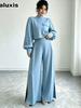 Autumn Solid Wide Leg Pants Set Women Loose Long Sleeve Crop Top Two Piece Outfit Fashion Casual