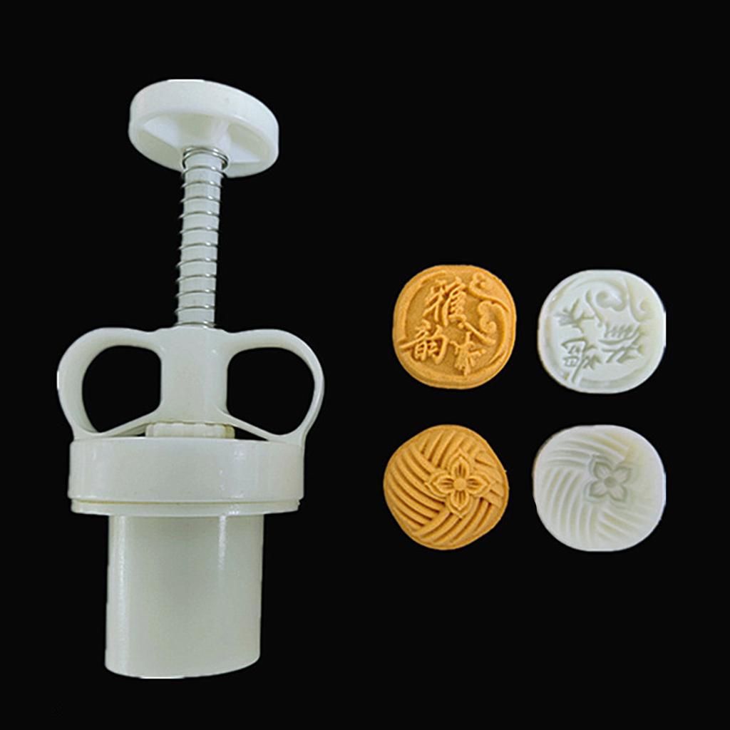 Mung Bean Cake Mold with 2 Seals Flower Mid-autumn Moon Cake Mold Set Hand Pressed Cookie Dessert Diy Pastry Baking Tool