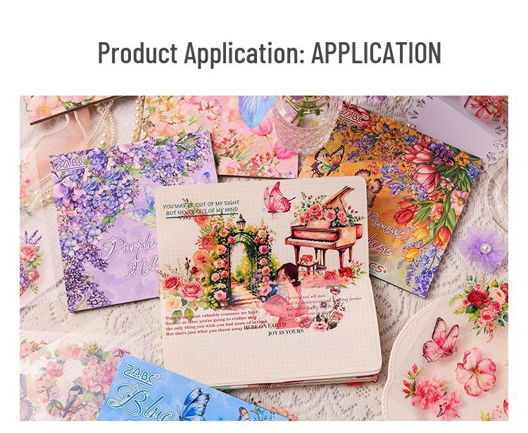 Yuezhen Mist Lock Mountain Love Die-Cut Waterproof PET Journal Stickers Set
