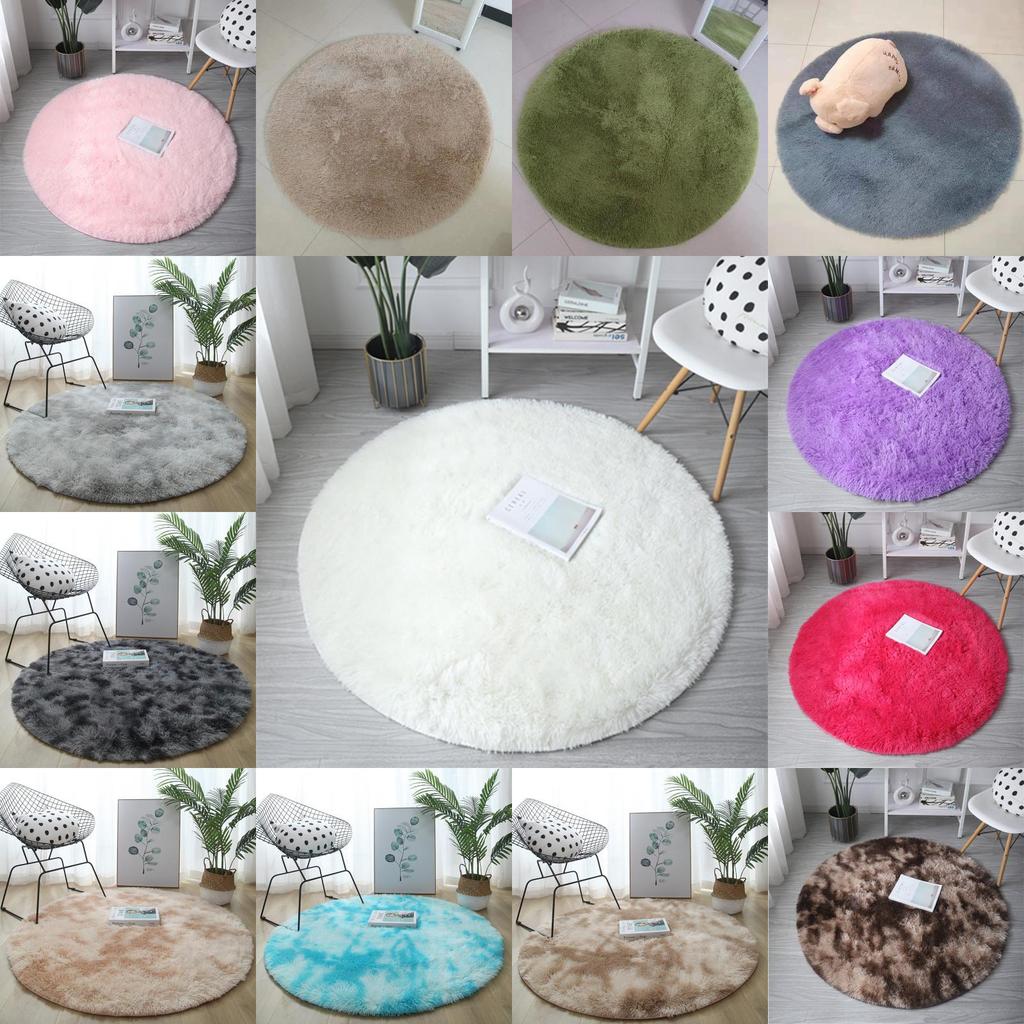 Round Rug For Living Room With Silk Wool Material And Tie Dye Pattern For Home Decor