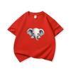 Kids Cotton T Shirt Cute Peeking Little Elephant Print Crew Neck Short Sleeve Tee Casual Breathable Boys Girls Summer Tops