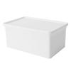 Laundry Powder Container Small Storage Bin Multipurpose Box for Home Laundry Room Organization Filp Lid White Short