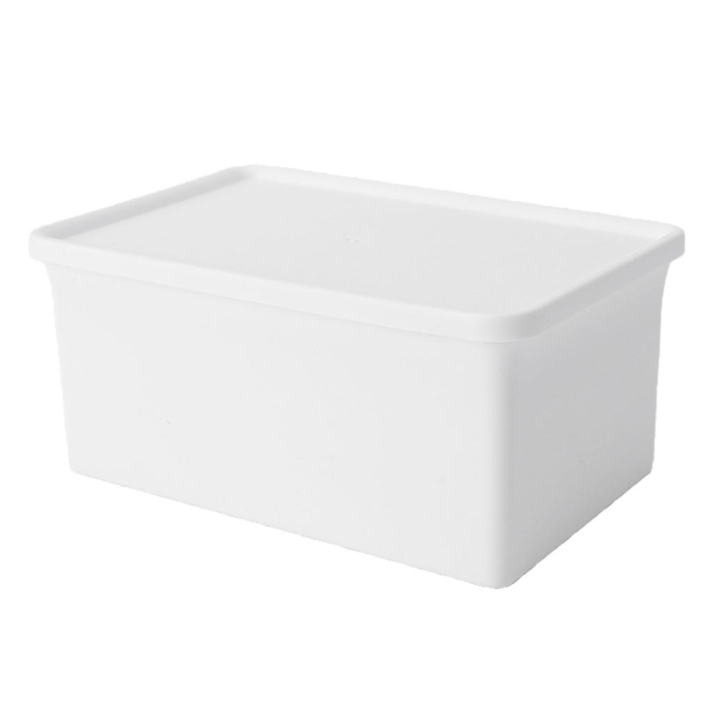 Laundry Powder Container Small Storage Bin Multipurpose Box for Home Laundry Room Organization Filp Lid White Short