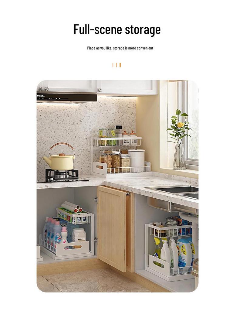 Multifunctional Cross-Border Spice Rack: Pull-Out Desktop Organizer for Kitchen Storage