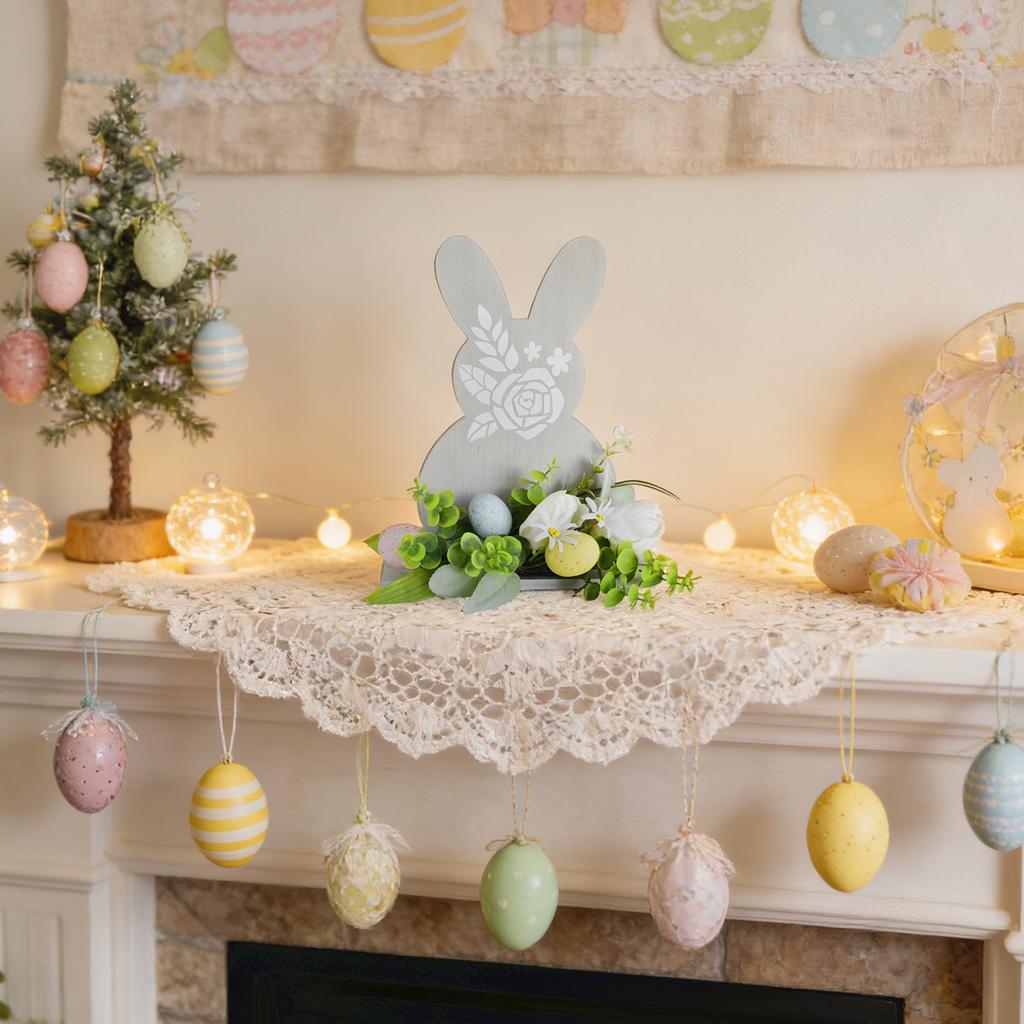 Easter Bunny Wooden Decorative Print Creative Ornament For Holiday Party Decorations