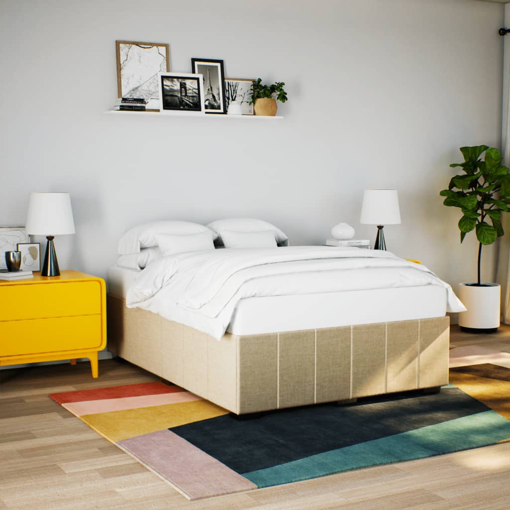 Bed Frame without Mattress Cream 140 x 200 cm Fabric
