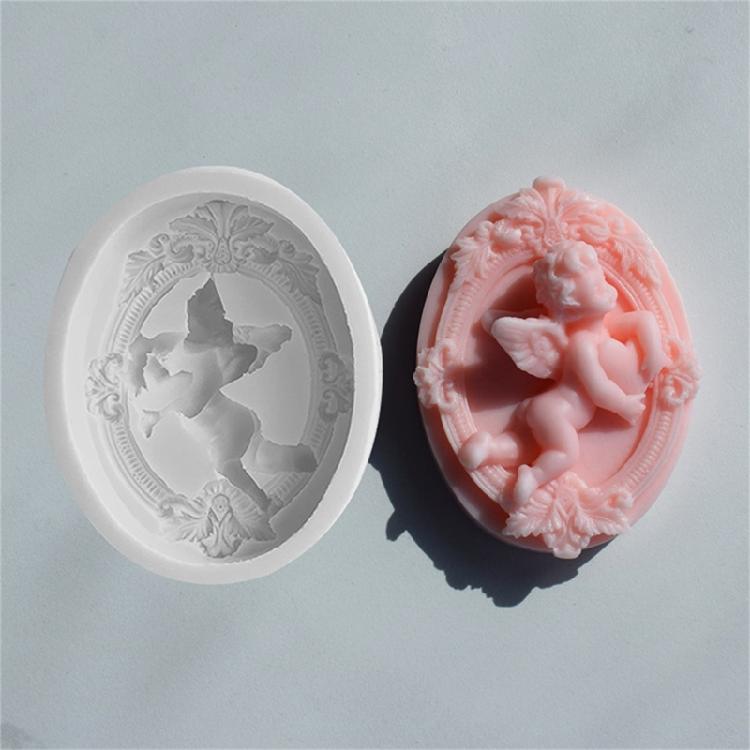Oval Angel Candle Mold Clay Plaster Resin Craft Decorations DIY Epoxy Resin Aromatherapy Candle Soap Silicone Mould