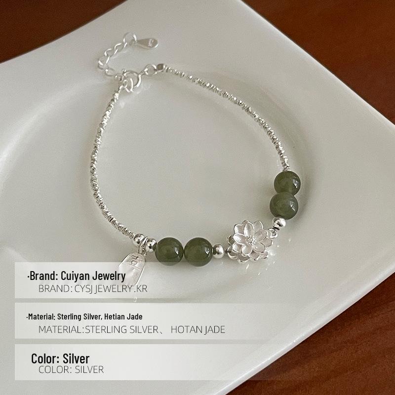 Cuiyan Jewelry S925 Silver Korean Lotus Bracelet, Joyful Light Luxury Hand Jewelry for Women - New Niche Chinese Style.