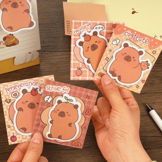 4 Pack Capybara Sticky Notepads, 30 Sheets Cute Self Sticky Notepads, Cartoon Animal Memo Pads, Adhesive Notes for Office School Students Party Favors
