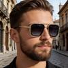 New European and American fashion square sunglasses men's retro hollow double beam advanced sunglasses men's glasses