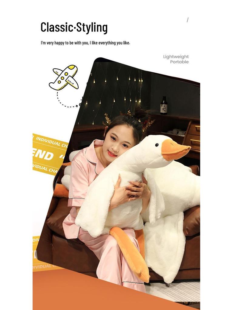 Large White Goose Plush Pillow - Stuffed Toy & Hugging Doll