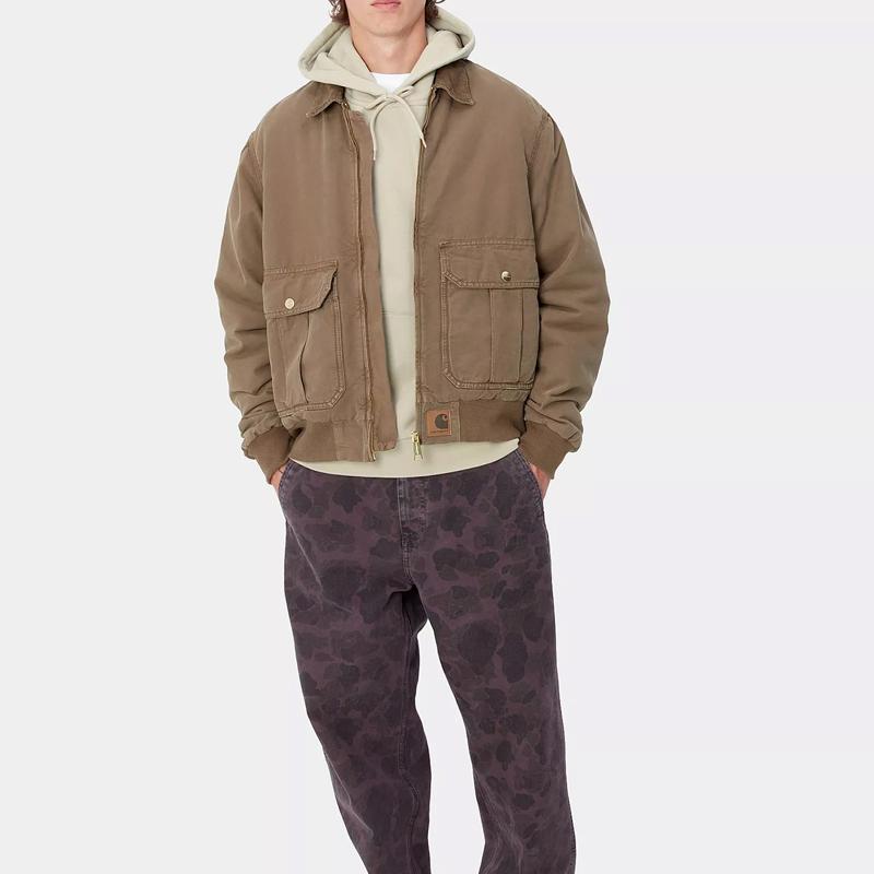 Carhartt WIP FW24 Stanton Jacket Long Sleeve Zipper Jacket Men Jackets Khaki I033826-2CU-4J