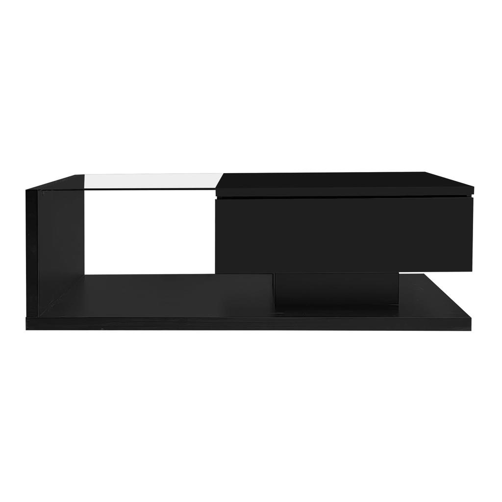 Wohnzimmertisch, LED Couchtisch mit Schubladen, Hochglanz Kaffeetisch mit Stauraum, Modern Coffee Table