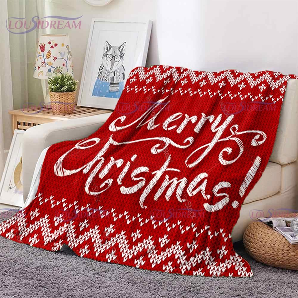 Merry Christmas Santa Claus Blanket Soft Flannel Throw Blanket for Home Bedroom Sofa Travel Office Snowflake Rest Cover Blanket