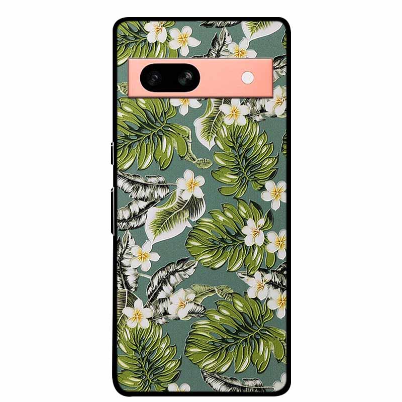3D Flowers Case For Google Pixel 7a 5G Case Emboss Relief Floral Black Silicone Soft Back Covers For Google Pixel 7a Case Fundas