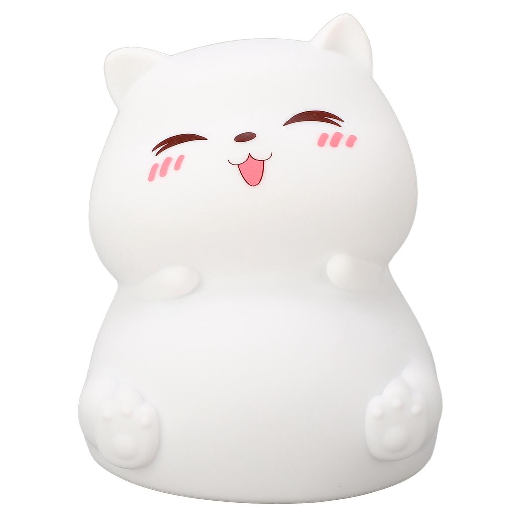 Silicone Night Lamp Cute Cat Tap Control   Color Rechargeable Soft Night Light for Bedroom