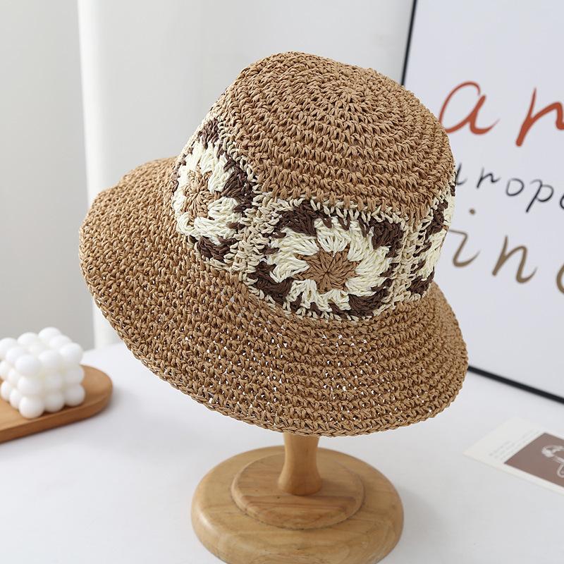 New straw hat women's summer sun protection hat seaside beach foldable bucket hat travel sun hat
