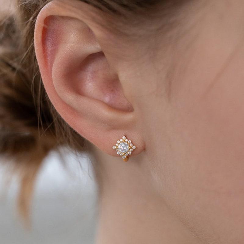 TATIANA (925 Silver) Vega Ray Hoop Earrings EC3182