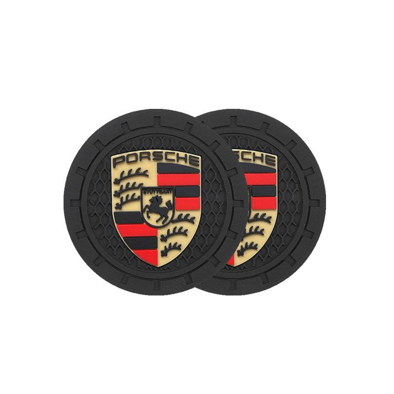 Car Waterproof Anti Slip Mat Coaster Silicone Water Cup Mat For Porsche Panamera Taycan 911 718 Macan Cayenne Boxster Cayman 918